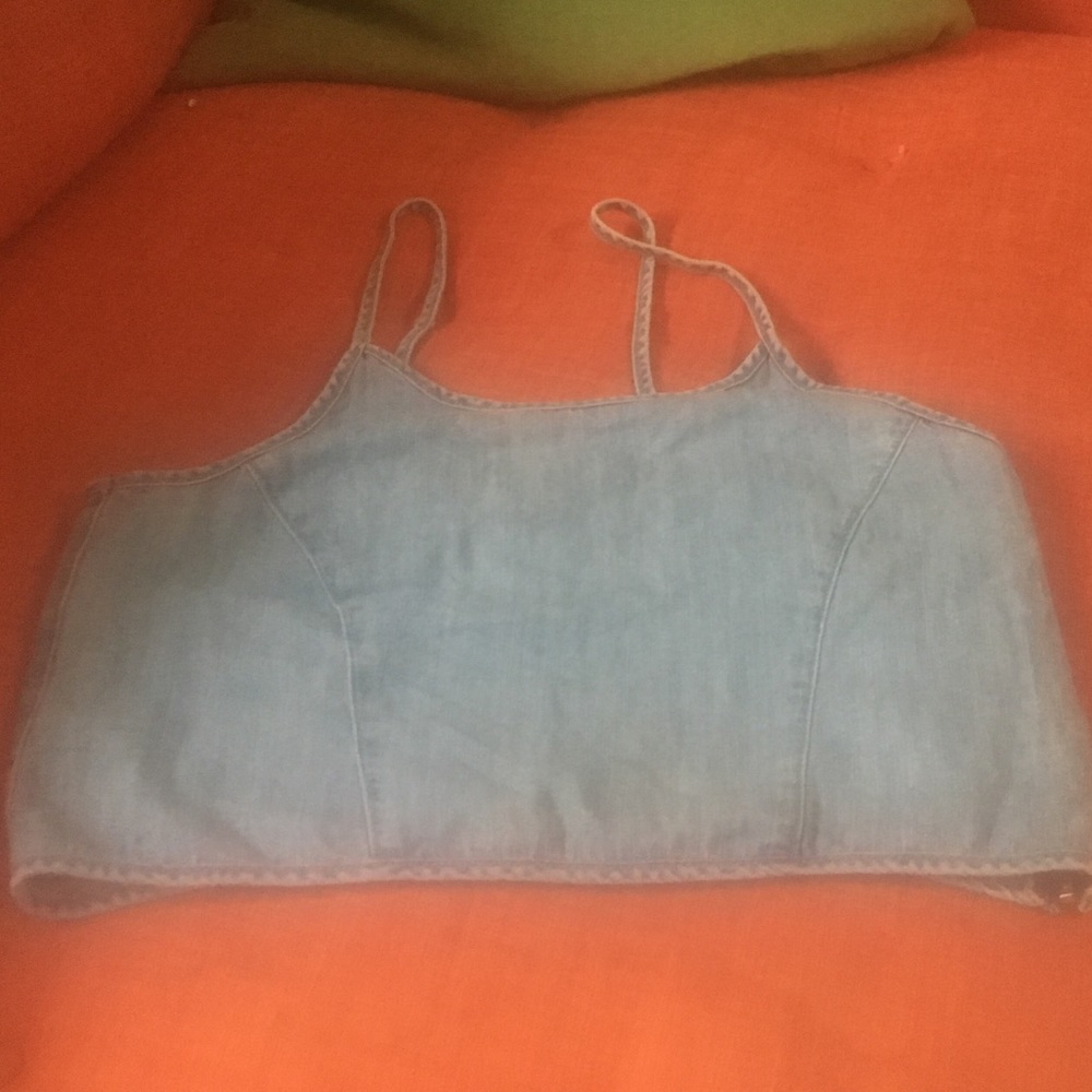 TopShop cropped chambray top